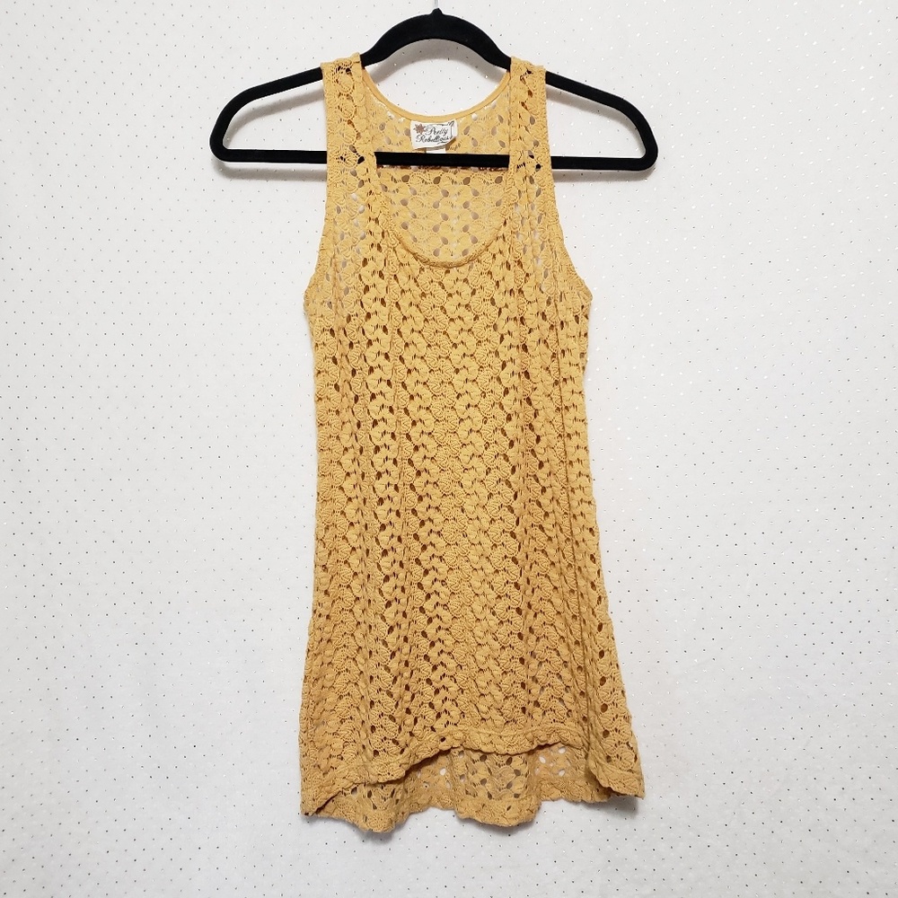 Crochet Longer Length Tank * Pretty Rebellious * Camel Color * Sz M *
